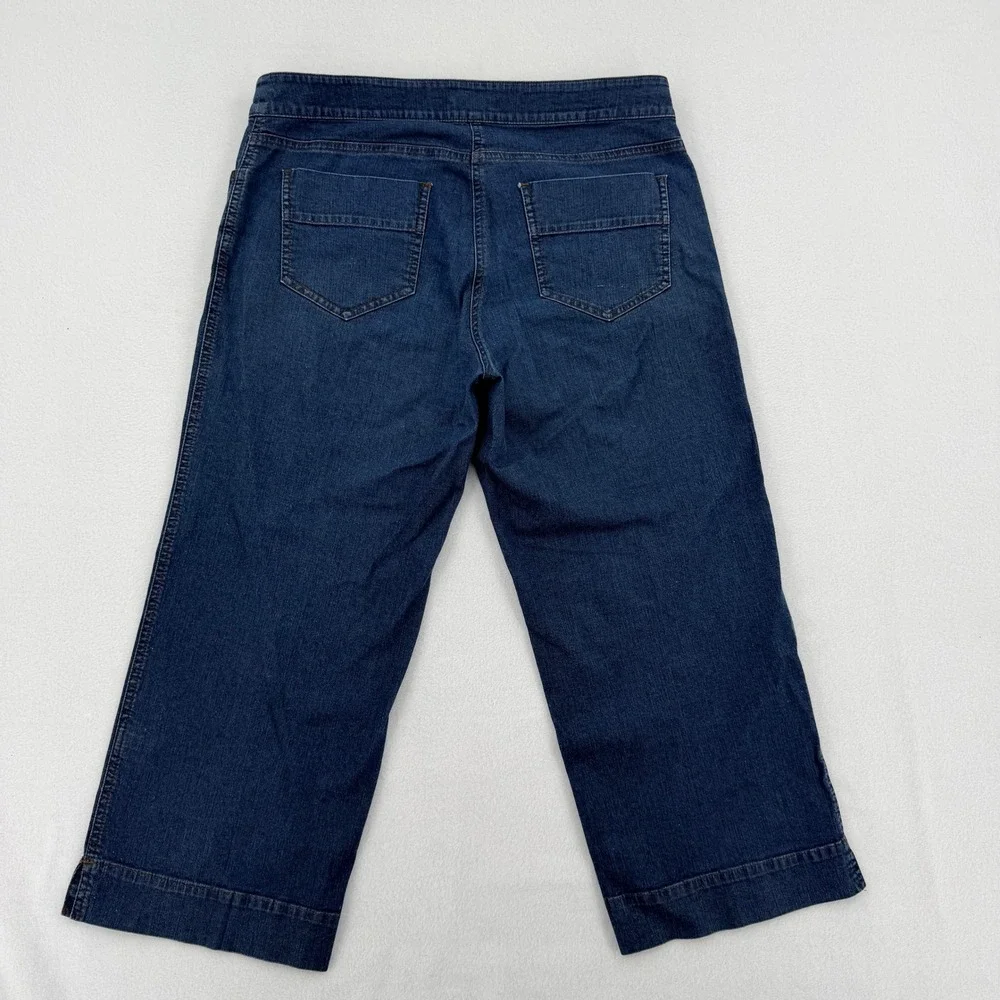 Eileen Fisher Petite Medium Wash Wide Leg Crop Jeans Blue PM Made in USA Comfy